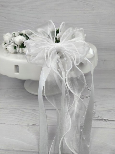 Ozdobna kokarda do wianka komunijnego