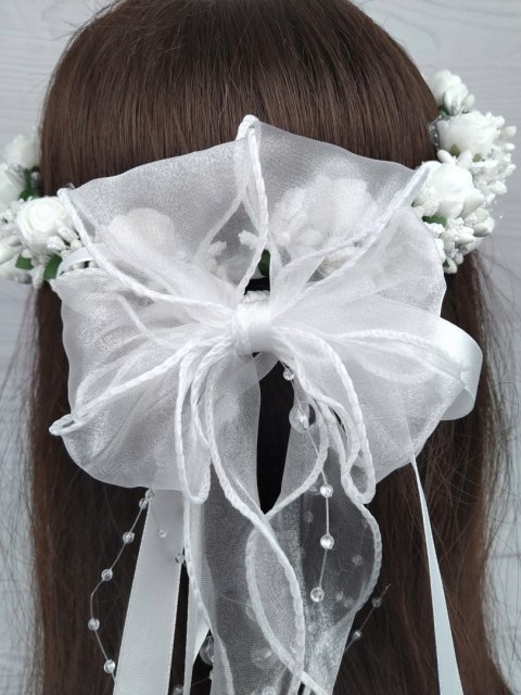 Ozdobna kokarda do wianka komunijnego